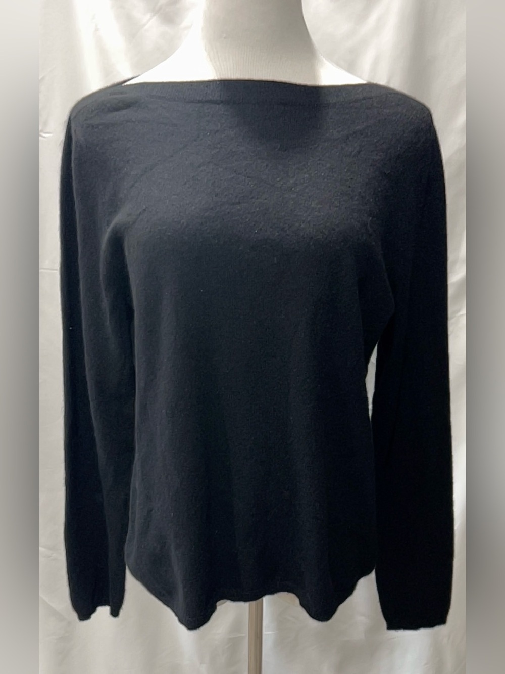 Charter Club Black 100% Cashmere Boat Neck Sweater XL 2-Ply Long Sleeve Basic